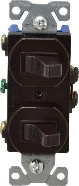 Cooper Wiring Devices - 1 Pole, 120/277 VAC, 15 Amp, Flush Mounted, Duplex Switch - NonNEMA Configuration, 2 Switch, Back Side Wiring, cULus Listed, NOM 426, RoHS Compliant Standard - Americas Tooling