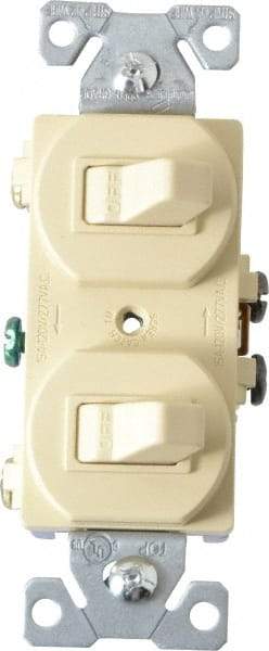 Cooper Wiring Devices - 1 Pole, 120/277 VAC, 15 Amp, Flush Mounted, Duplex Switch - NonNEMA Configuration, 2 Switch, Back Side Wiring, cULus Listed, NOM 426, RoHS Compliant Standard - Americas Tooling