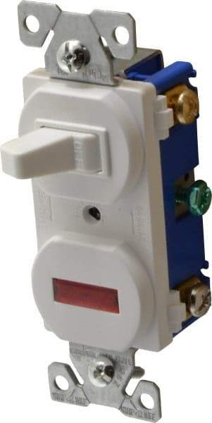 Cooper Wiring Devices - 1 Pole, 120 VAC, 15 Amp, Flush Mounted, Combination Switch with Pilot Light - NonNEMA Configuration, 1 Switch, Back Side Wiring, cULus Listed, RoHS Compliant Standard - Americas Tooling