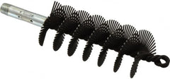 Schaefer Brush - 4-1/2" Scraper Length, 2" Diam, Flat Wire Single Spiral Flue Scraper - 7-3/4" Long, Tempered Steel Wire, 1/4" NPSM Male Connection - Americas Tooling