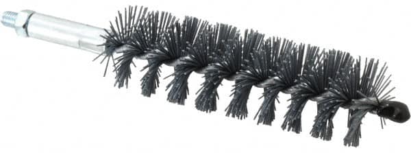 Schaefer Brush - 4" Brush Length, 1-1/4" Diam, Single Stem, Single Spiral Tube Brush - 6-1/4" Long, Silicone Carbide Impregnated Nylon, 1/4-28 Male Connection - Americas Tooling