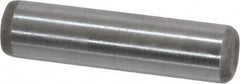 Made in USA - 1/4" Diam x 1" Pin Length Grade 8 Alloy Steel Standard Dowel Pin - Bright Finish, C 47-58 & C 60 (Surface) Hardness, 14,720 Lb (Double Shear), 7,360 Lb (Single Shear) Breaking Strength, 1 Beveled & 1 Rounded End - Americas Tooling