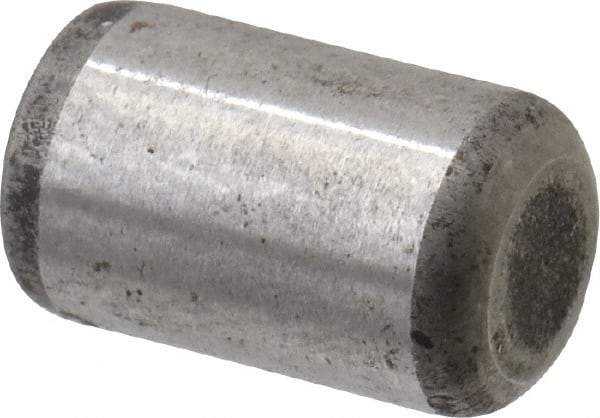 Made in USA - 5/16" Diam x 1/2" Pin Length Grade 8 Alloy Steel Standard Dowel Pin - Bright Finish, C 47-58 & C 60 (Surface) Hardness, 11,500 Lb (Single Shear), 23,000 Lb (Double Shear) Breaking Strength, 1 Beveled & 1 Rounded End - Americas Tooling