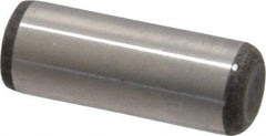 Made in USA - 3/8" Diam x 1" Pin Length Grade 8 Alloy Steel Standard Dowel Pin - Bright Finish, C 47-58 & C 60 (Surface) Hardness, 16,550 Lb (Single Shear), 33,100 Lb (Double Shear) Breaking Strength, 1 Beveled & 1 Rounded End - Americas Tooling