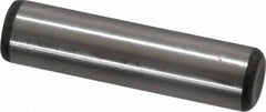 Made in USA - 3/8" Diam x 1-1/2" Pin Length Grade 8 Alloy Steel Standard Dowel Pin - Bright Finish, C 47-58 & C 60 (Surface) Hardness, 16,550 Lb (Single Shear), 33,100 Lb (Double Shear) Breaking Strength, 1 Beveled & 1 Rounded End - Americas Tooling