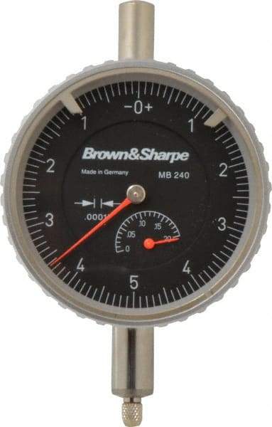 TESA Brown & Sharpe - 0.2" Range, 0-5-0 Dial Reading, 0.0001" Graduation Dial Drop Indicator - 2-1/4" Dial, 0.01" Range per Revolution, Revolution Counter - Americas Tooling