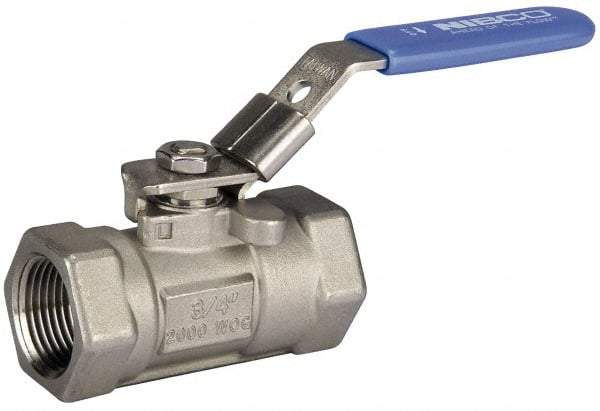 NIBCO - 1-1/2" Pipe, Reduced Port, Carbon Steel Fire Safe Ball Valve - 1 Piece, Inline - One Way Flow, FNPT x FNPT Ends, Oval Handle, 2,000 WOG - Americas Tooling