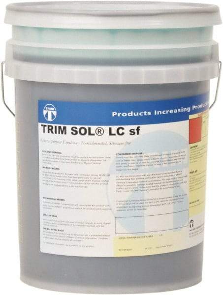 Master Fluid Solutions - Trim SOL LC sf, 5 Gal Pail Cutting & Grinding Fluid - Water Soluble, For Cutting, Grinding - Americas Tooling