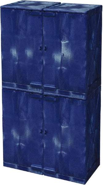 Eagle - 4 Door, 8 Shelf, Blue HDPE Stackable Safety Cabinet for Corrosive Chemicals - 72" High x 36" Wide x 22" Deep, Manual Closing Door, Hole for Lock, 48 Gal Capacity - Americas Tooling