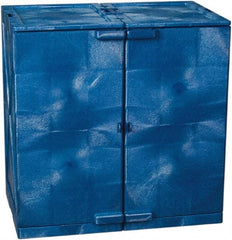 Eagle - 2 Door, 4 Shelf, Blue HDPE Stackable Safety Cabinet for Corrosive Chemicals - 36" High x 36" Wide x 22" Deep, Manual Closing Door, Hole for Lock, 24 Gal Capacity - Americas Tooling