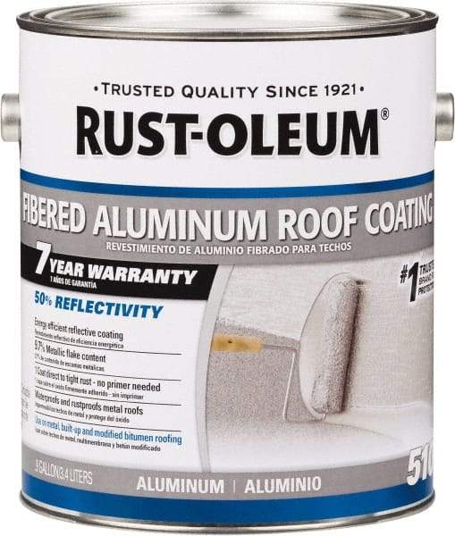 Rust-Oleum - 1 Gal Can Aluminum Fibered Aluminum Roof Coating - 50 Sq Ft/Gal Coverage, 459 g/L VOC Content, Mildew Resistant, Long Term Durability & Weather Resistance - Americas Tooling