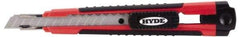 Hyde Tools - Snap Knife - 8-5/8" OAL, 3 Blades, Polystyrene (High Impact) Handle - Americas Tooling