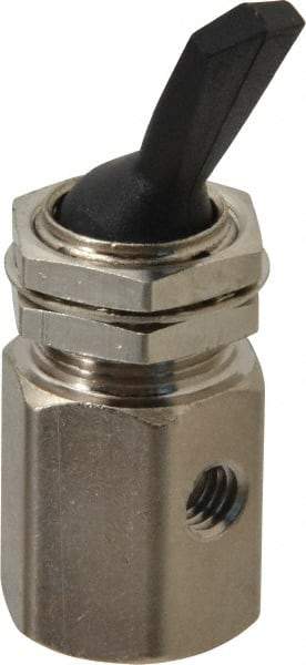 Specialty Mfr - 10-32 Non Exhaust Toggle Valve - 0.1 CV Rate, 150 Max psi, Detented Actuator - Americas Tooling