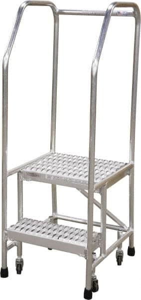 Cotterman - 50" 2 Step Rolling Warehouse Ladder - Rolling Safety Ladder, 350 Lb Capacity, 20" Platform Height, 26" Base Width x 23" Base Depth, Serrated - Americas Tooling