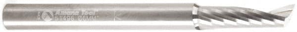 Amana Tool - 6mm Cutting Diam x 0.787" Length of Cut, 1 Flute, Upcut Spiral Router Bit - Uncoated, Right Hand Cut, Solid Carbide, 2-33/64" OAL x 1/8" Shank Diam, 20° Helix Angle - Americas Tooling