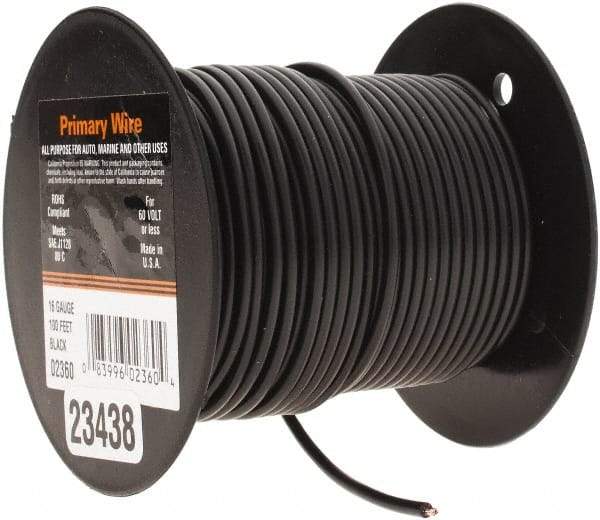 EastPenn - 16 AWG Automotive Plastic Insulated, Single Conductor Wire - 100' Long, Black - Americas Tooling