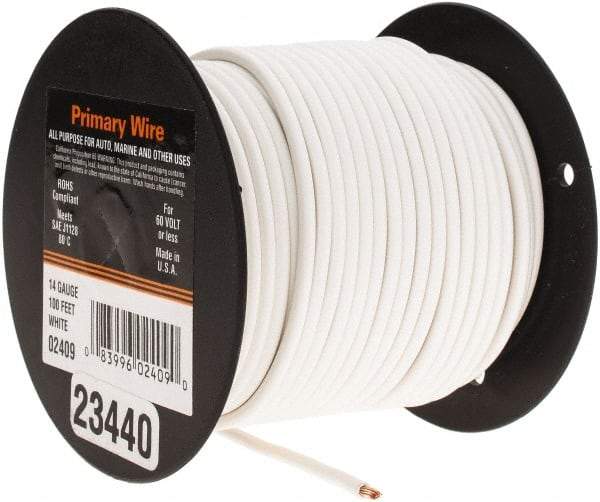 EastPenn - 14 AWG Automotive Plastic Insulated, Single Conductor Wire - 100' Long, White - Americas Tooling