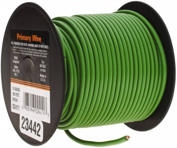 EastPenn - 14 AWG Automotive Plastic Insulated, Single Conductor Wire - 100' Long, Green - Americas Tooling