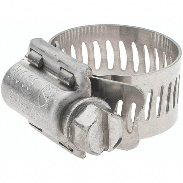 Made in USA - SAE Size 10, 9/16 to 1-1/16" Diam, Stainless Steel Worm Drive Clamp - 1/2" Wide, Series SAE J1508 Type F - Americas Tooling