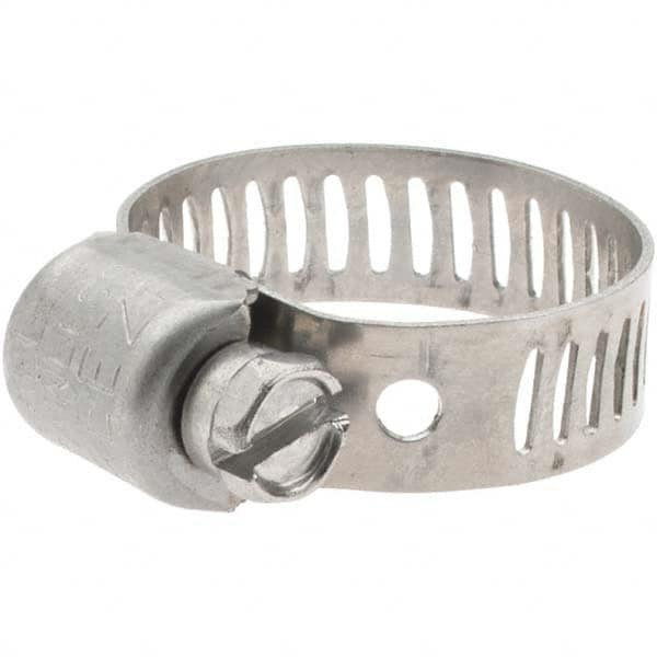 Made in USA - SAE Size 6, 7/16 to 25/32" Diam, Stainless Steel Miniature Worm Drive Clamp - 5/16" Wide - Americas Tooling