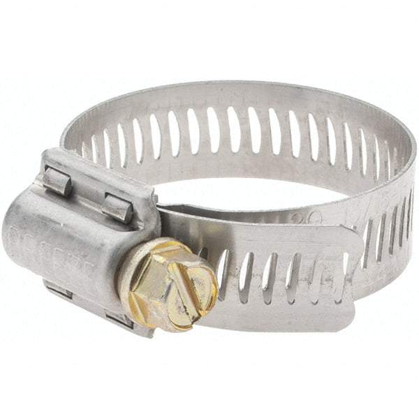 Made in USA - SAE Size 20, 13/16 to 1-3/4" Diam, Stainless Steel Worm Drive Clamp - Americas Tooling