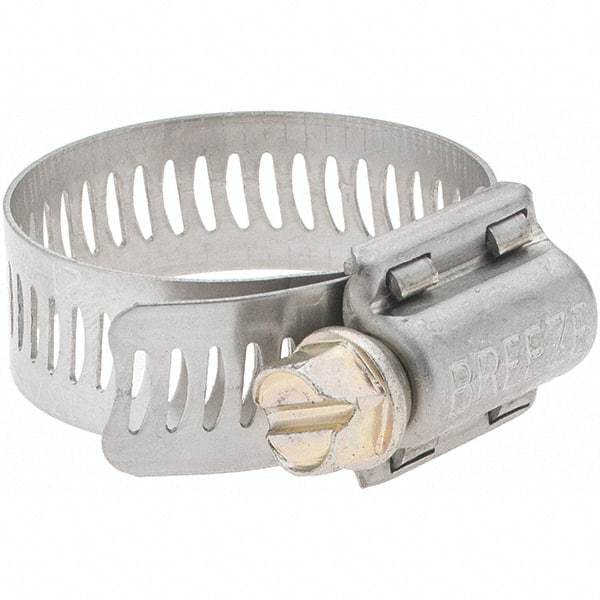 Made in USA - SAE Size 16, 13/16 to 1-1/2" Diam, Stainless Steel Worm Drive Clamp - Americas Tooling