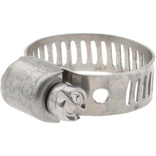 Made in USA - SAE Size 6, 7/16 to 25/32" Diam, Stainless Steel Miniature Worm Drive Clamp - 5/16" Wide - Americas Tooling