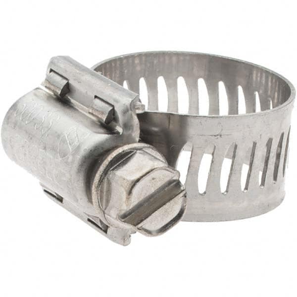 Made in USA - SAE Size 6, 7/16 to 25/32" Diam, Stainless Steel Worm Drive Clamp - 1/2" Wide, Series SAE J1508 Type F - Americas Tooling