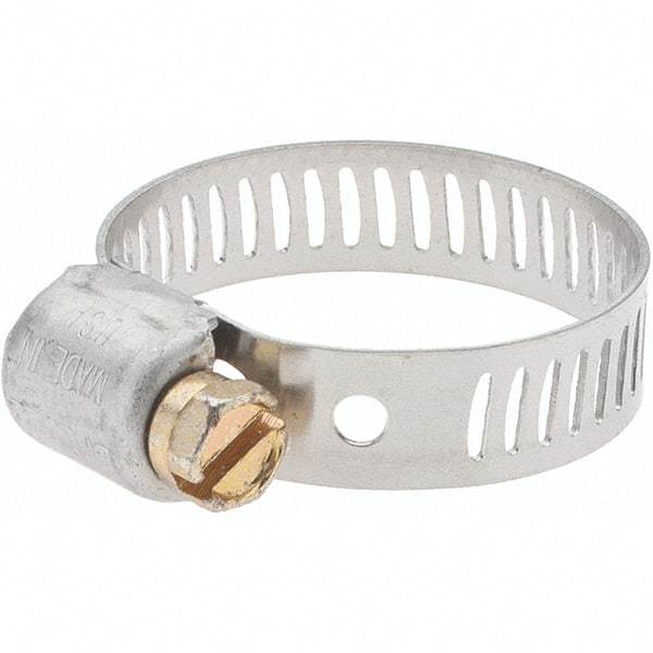 Made in USA - SAE Size 10, 9/16 to 1-1/16" Diam, Stainless Steel Miniature Worm Drive Clamp - 5/16" Wide - Americas Tooling