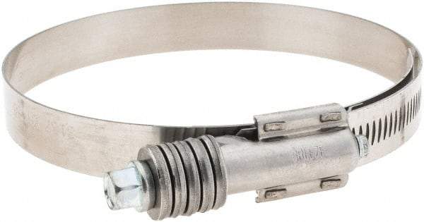 Made in USA - 3-3/4 to 4-5/8" Diam, Stainless Steel Auto-Adjustable Worm Drive Clamp - 5/6" Wide - Americas Tooling