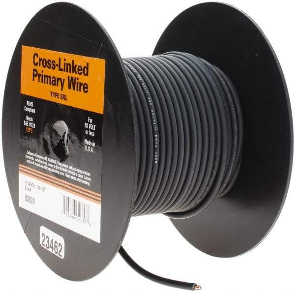 EastPenn - 12 AWG Automotive Cross-Linked Polyethylene Wire - 100' Long, Black - Americas Tooling