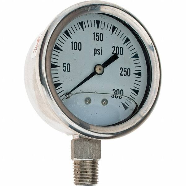 Value Collection - 2-1/2" Dial, 1/4 Thread, 0-300 Scale Range, Pressure Gauge - Americas Tooling