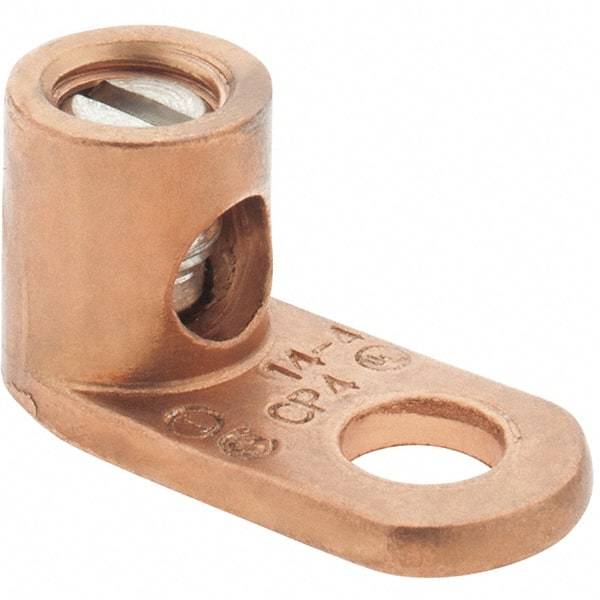 Made in USA - 14-4 AWG Noninsulated Crimp Connection Square Ring Terminal - 1/4" Stud, 1-3/32" OAL x 17/32" Wide, Copper Alloy Contact - Americas Tooling