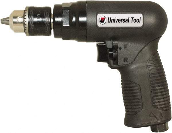 Florida Pneumatic - 3/8" Reversible Keyed Chuck - Pistol Grip Handle, 1,800 RPM, 4 CFM, 0.75 hp, 90 psi - Americas Tooling