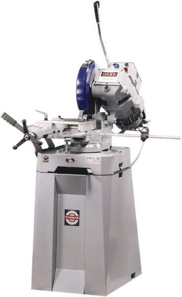 Dake - 2 Cutting Speeds, 14" Blade Diam, Cold Saw - 22 & 88 RPM Blade Speed, Floor Machine, 3 Phase, Compatible with Ferrous/Non-Ferrous Material - Americas Tooling