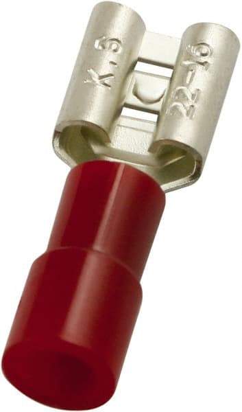 Value Collection - 22 to 16 AWG, PC, Partially Insulated, Female Wire Disconnect - 3/16" Wide Tab, Red, cUL Listed, RoHS Compliant, UL Listed - Americas Tooling