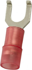 Value Collection - #10 Stud, 22 to 16 AWG Compatible, Partially Insulated, Crimp Connection, Flanged Fork Terminal - Americas Tooling