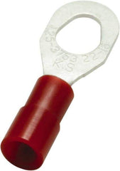 Value Collection - 22-16 AWG Partially Insulated Crimp Connection D Shaped Ring Terminal - #10, 6 & 8 Stud, 25.3mm OAL x 8.6mm Wide, Copper Contact - Americas Tooling