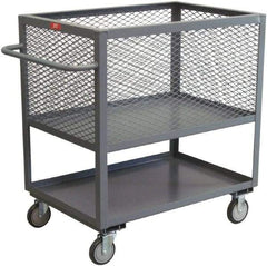 Jamco - 1,200 Lb Capacity, 2 Shelf, 4-Sided Steel Shelf Truck - 30" Long x 48" Wide x 44" High, 8" Diam Wheels - Americas Tooling