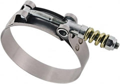 IDEAL TRIDON - 3-1/2 to 3-13/16" Hose, 3/4" Wide, T-Bolt Spring Loaded Clamp - 3-1/2 to 3-13/16" Diam, Stainless Steel - Americas Tooling