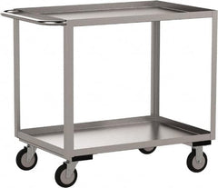 Jamco - 1,200 Lb Capacity, 18" Wide x 30" Long x 35" High Service Cart - 2 Shelf, Stainless Steel, 2 Rigid/2 Swivel Casters - Americas Tooling