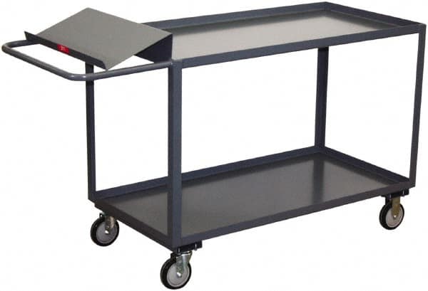 Jamco - 1,200 Lb Capacity, 24" Wide x 30" Long x 35" High Order Picking Cart - 2 Shelf, Steel, 2 Rigid/2 Swivel Casters - Americas Tooling