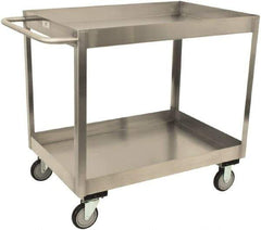 Jamco - 1,200 Lb Capacity, 18" Wide x 30" Long x 35" High Shelf Cart - 2 Shelf, Stainless Steel, 2 Rigid/2 Swivel Casters - Americas Tooling