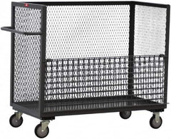 Jamco - 1,200 Lb Capacity, 1 Shelf, 3-Sided Steel Mesh Stock Truck - 30" Long x 60" Wide x 48" High, 8" Diam Wheels - Americas Tooling