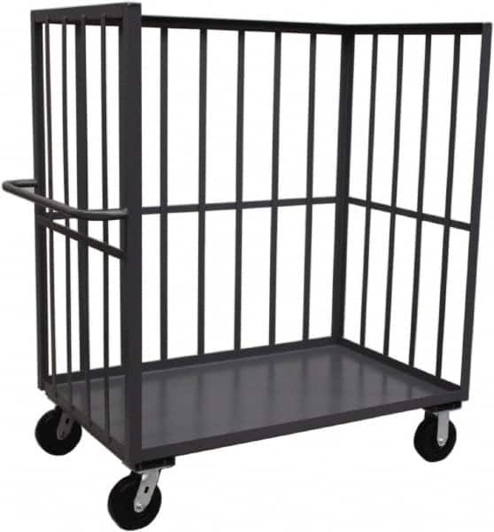 Jamco - 2,000 Lb Capacity, 1 Shelf, 3-Sided Steel Truck - 36" Long x 72" Wide x 57" High, 6" Diam Phenolic Wheels - Americas Tooling