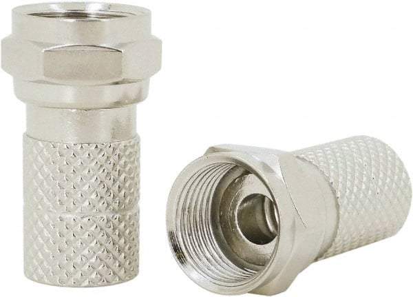 Ideal - Straight, F Type Crimp Coaxial Connector - Compatible with RG6, Brass Contact, Brass Body - Americas Tooling