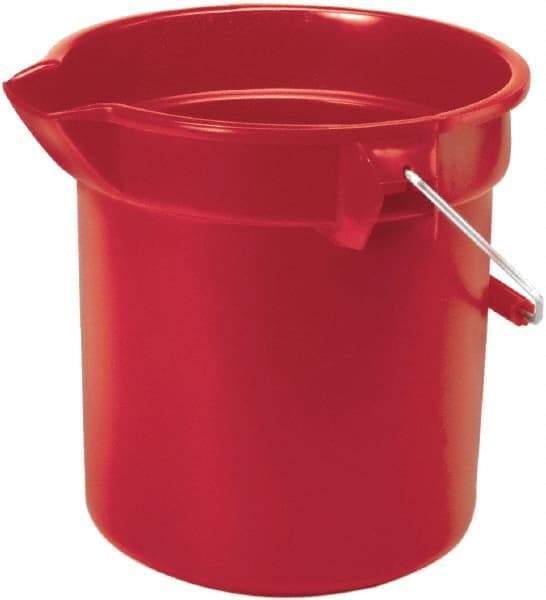 Rubbermaid - 14 Qt, 285.75mm High, High-Density Polyethylene Round Red Single Pail with Pour Spout - Handle Included, 12" Top Diam - Americas Tooling