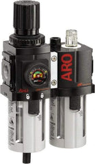 ARO/Ingersoll-Rand - 3/8" NPT Port Compact 2 Piece Filter/Regulator-Lubricator FRL Unit - Polycarbonate Bowl, 71 SCFM, 150 Max psi, 8.15" High x 4.409" Long, Automatic Drain - Americas Tooling