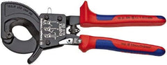 Knipex - 10" OAL, 2" Capacity, Cable Cutter Pliers - Ratchet Head, Comfort Grip Handles, with Spring - Americas Tooling