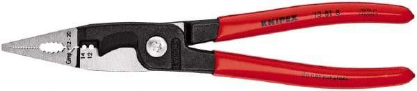 Knipex - 12 AWG to 14 AWG Stripping, 20 AWG Crimping, 19/32" Cutting Capacity Wire Stripper/Crimper - 8" OAL, Plastic Dipped Handle - Americas Tooling